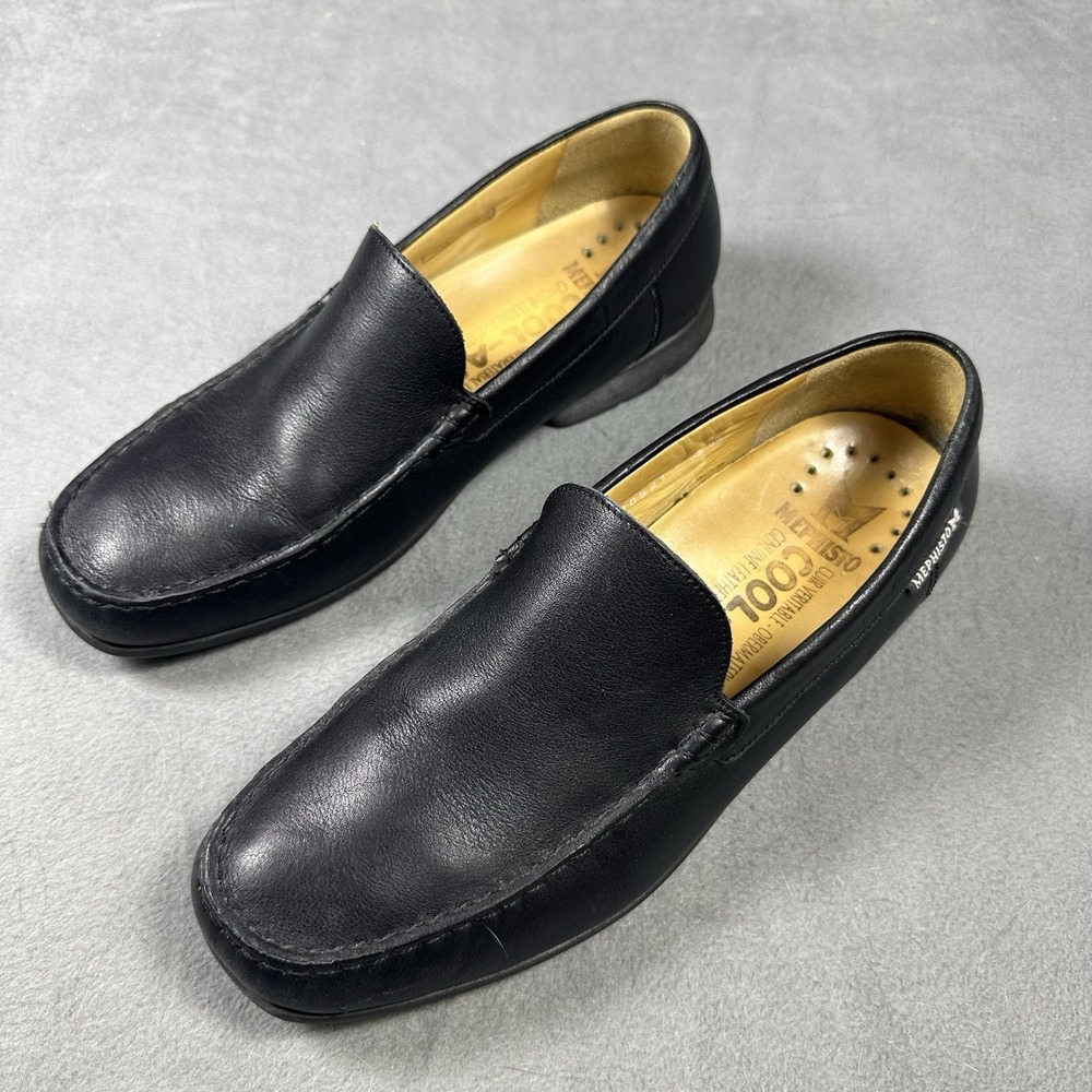 Mephisto Men's Full Grain Leather Slip On Cool Air Loafers Black Shoes 9.5
